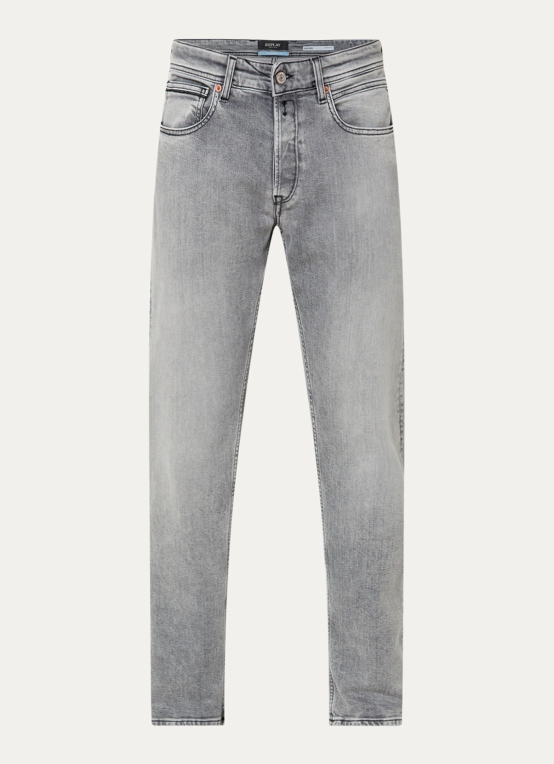 Replay Grover straight leg jeans met gekleurde wassing - voorkant 2 grijs