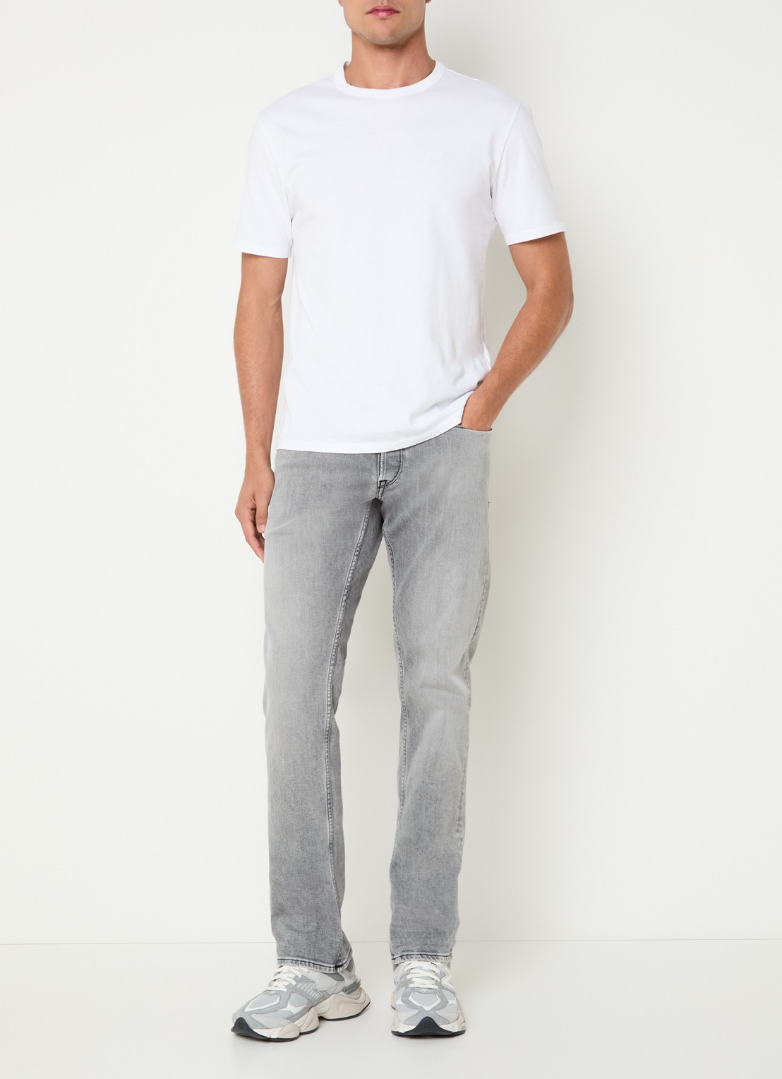 Replay Grover straight leg jeans met gekleurde wassing - voorkant 3 grijs