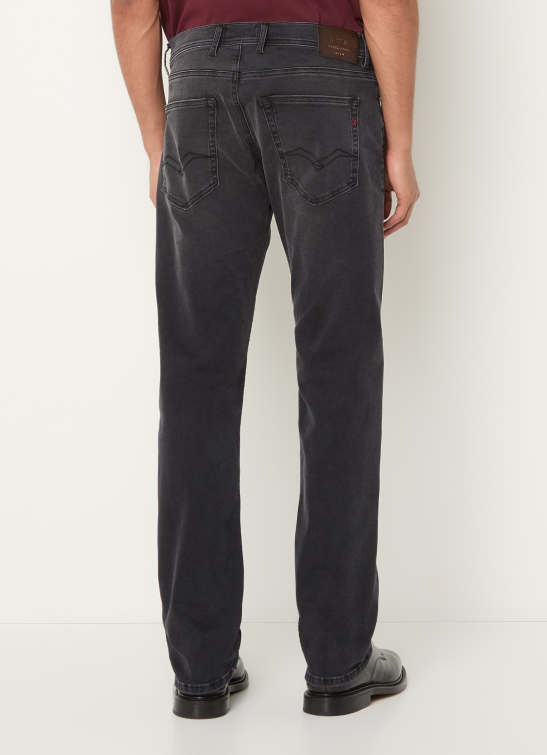 Replay Grover straight leg jeans met gekleurde wassing - achterkant donkergrijs