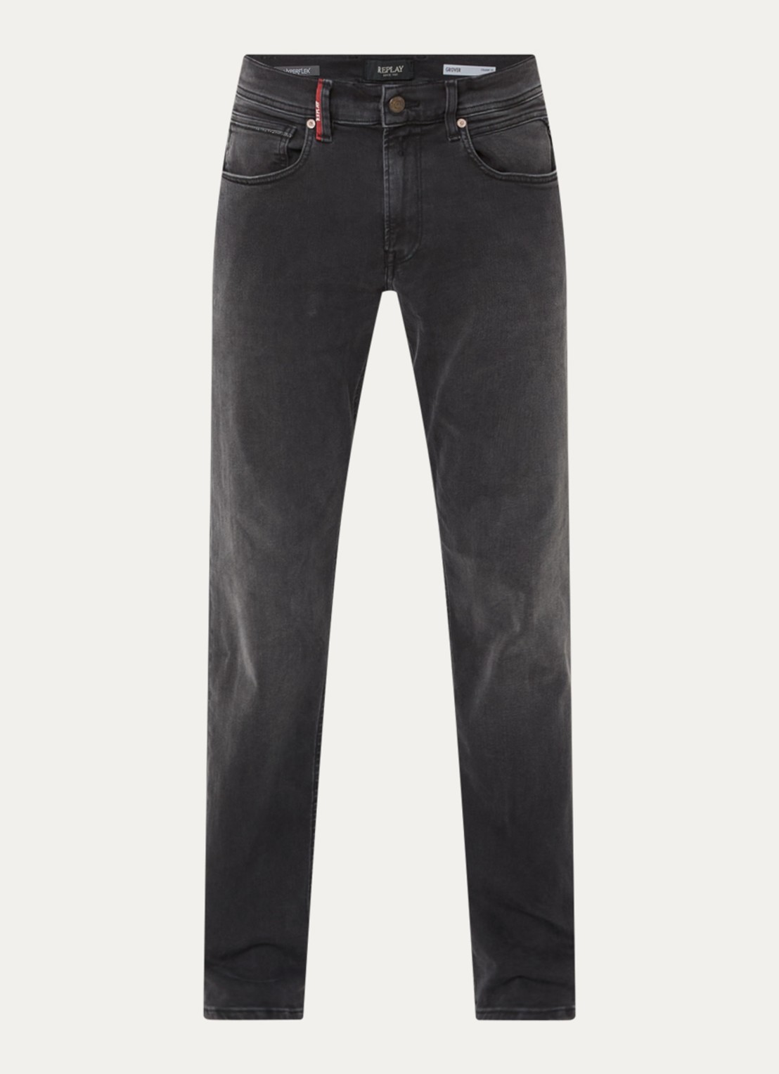Replay Grover straight leg jeans met gekleurde wassing - voorkant 2 donkergrijs
