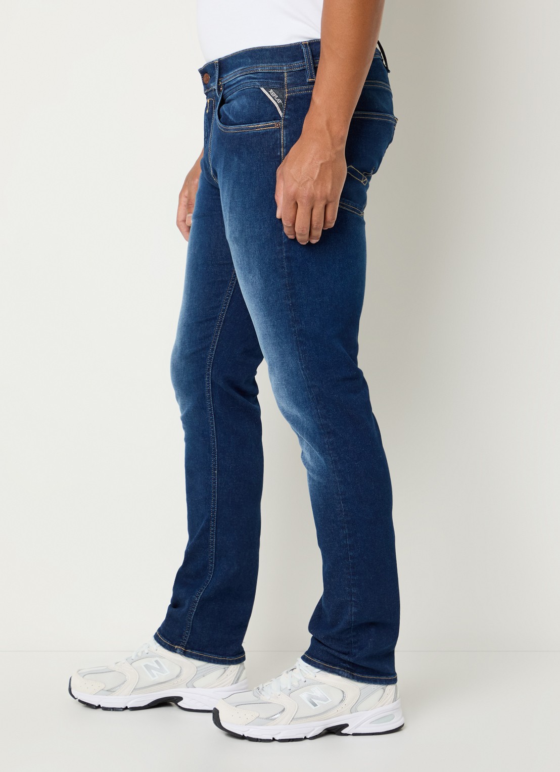 Replay Grover straight leg jeans met gekleurde wassing - detail 2 donkerblauw