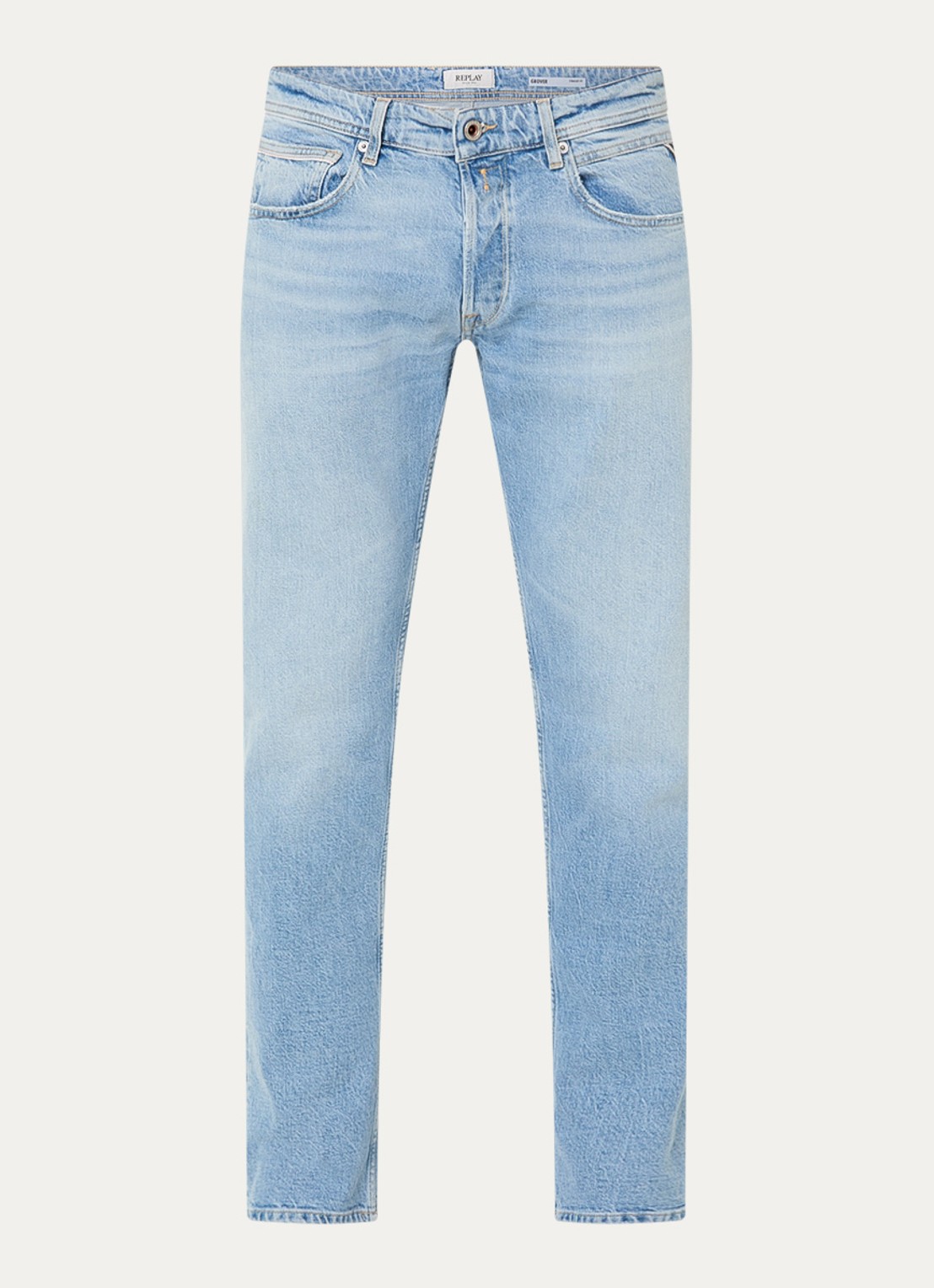 Replay Grover straight leg jeans met lichte wassing - voorkant 3 indigo