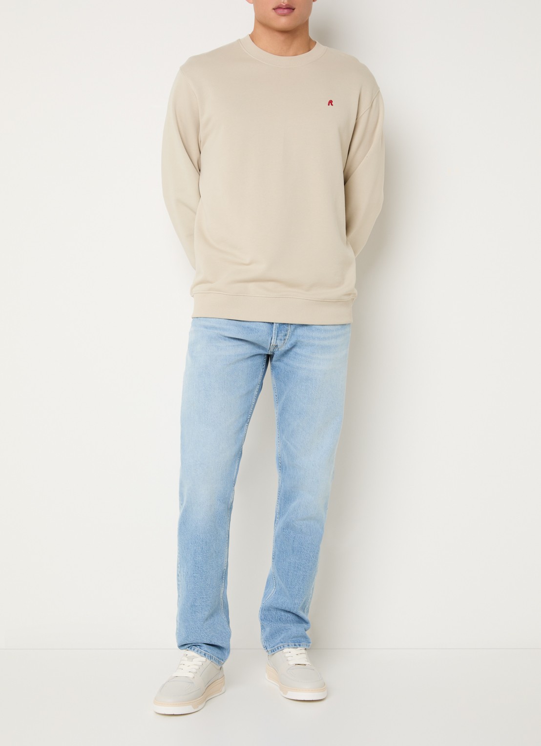 Replay Grover straight leg jeans met lichte wassing - voorkant 4 indigo