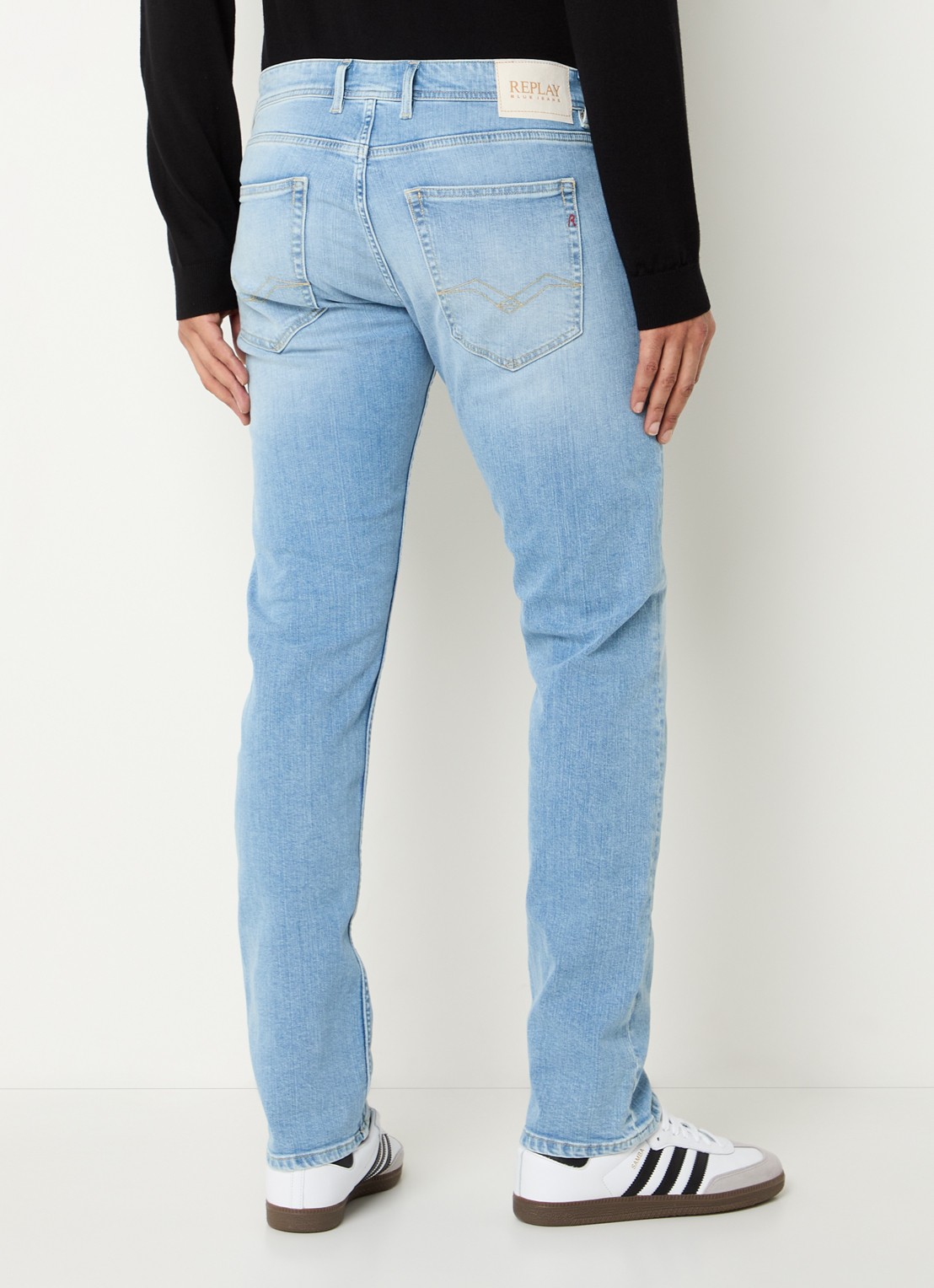 Replay Grover straight leg jeans met medium wassing - achterkant indigo