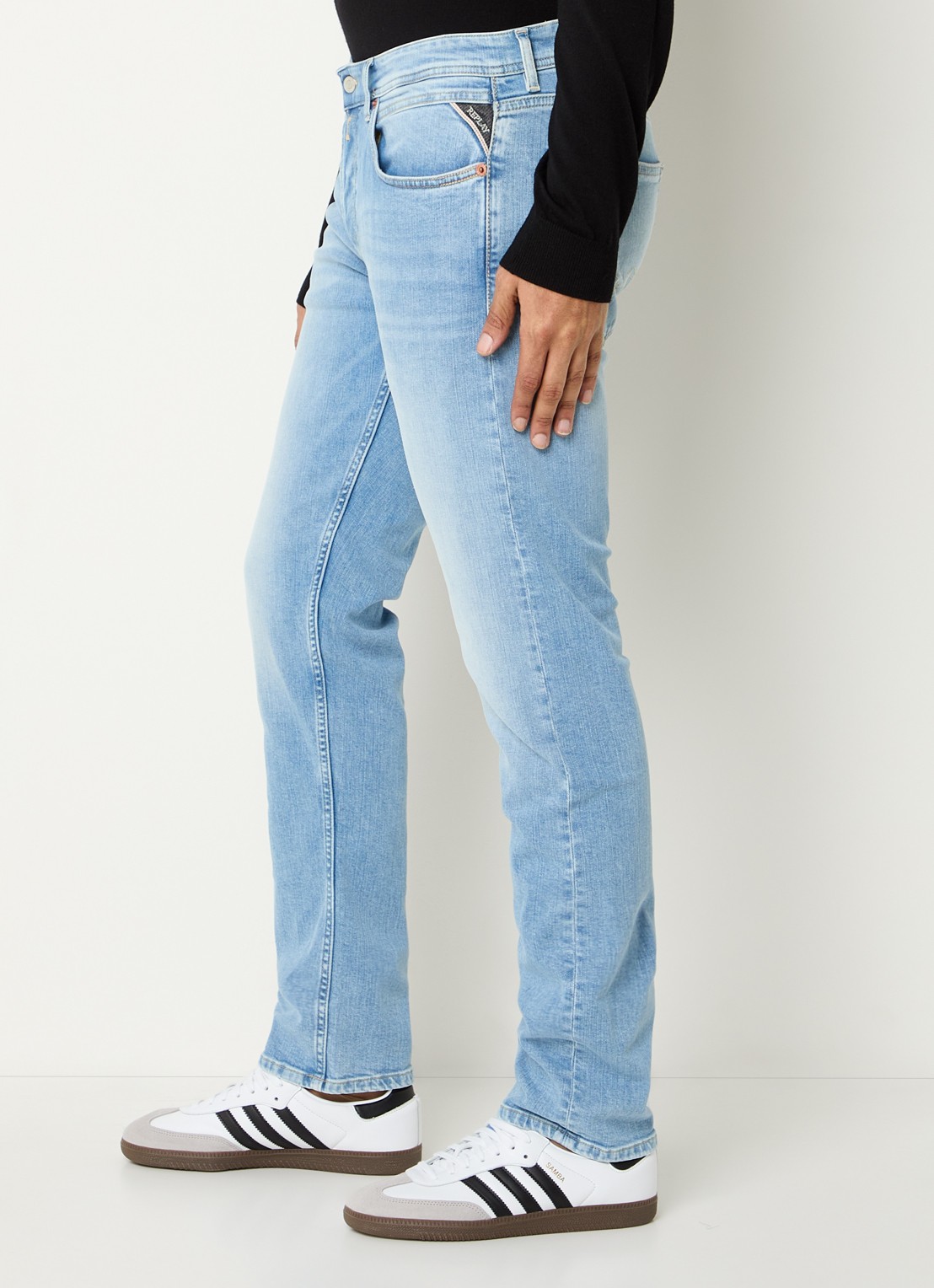 Replay Grover straight leg jeans met medium wassing - detail 3 indigo