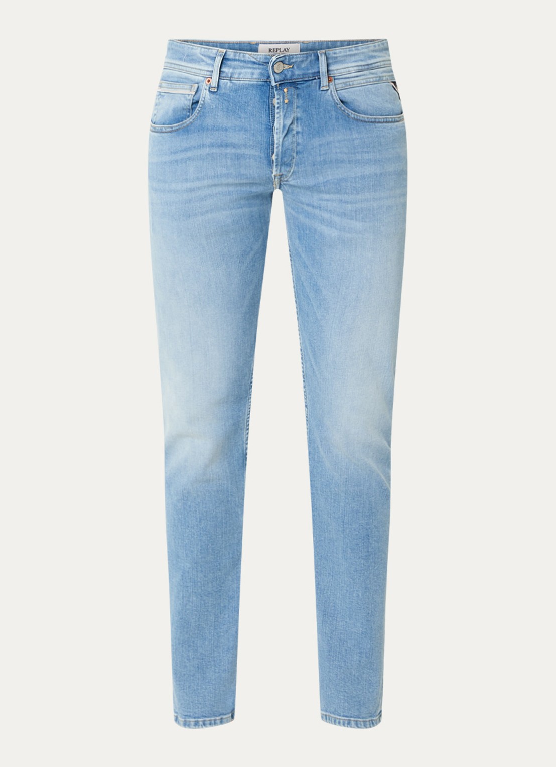 Replay Grover straight leg jeans met medium wassing - voorkant 4 indigo