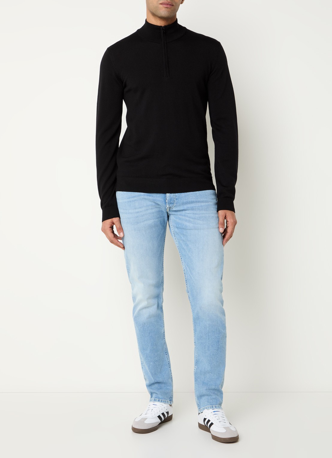 Replay Grover straight leg jeans met medium wassing - voorkant 5 indigo