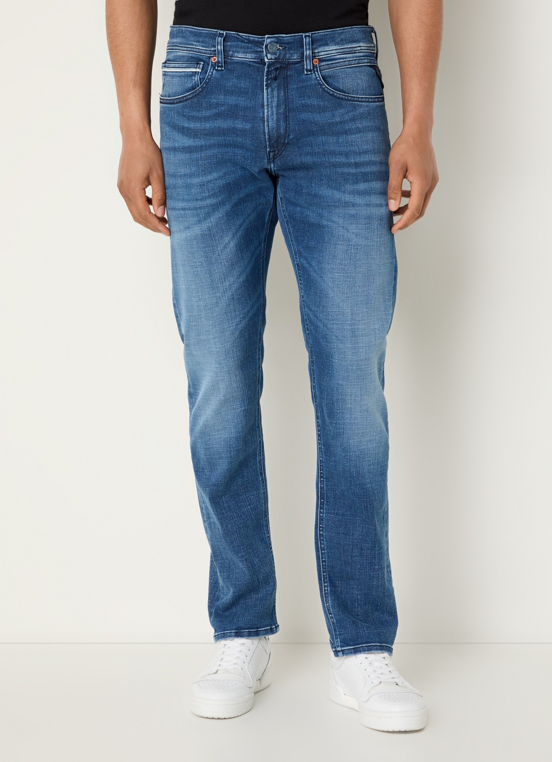 Replay Grover straight leg jeans met medium wassing - detail 3 blauw