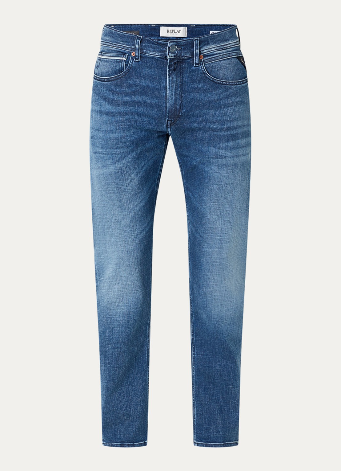Replay Grover straight leg jeans met medium wassing - voorkant 7 blauw