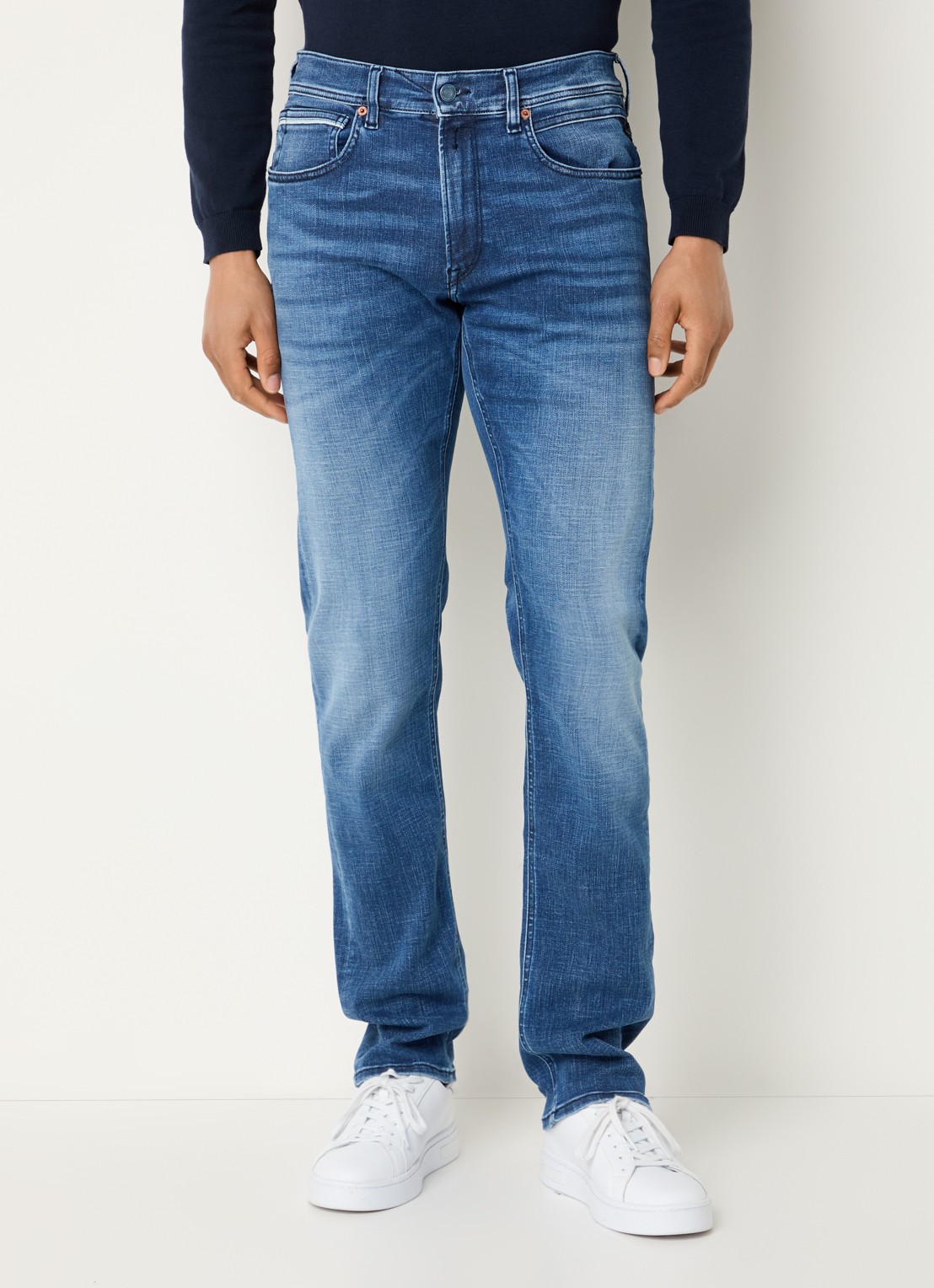 Replay Grover straight leg jeans met medium wassing - detail 5 blauw