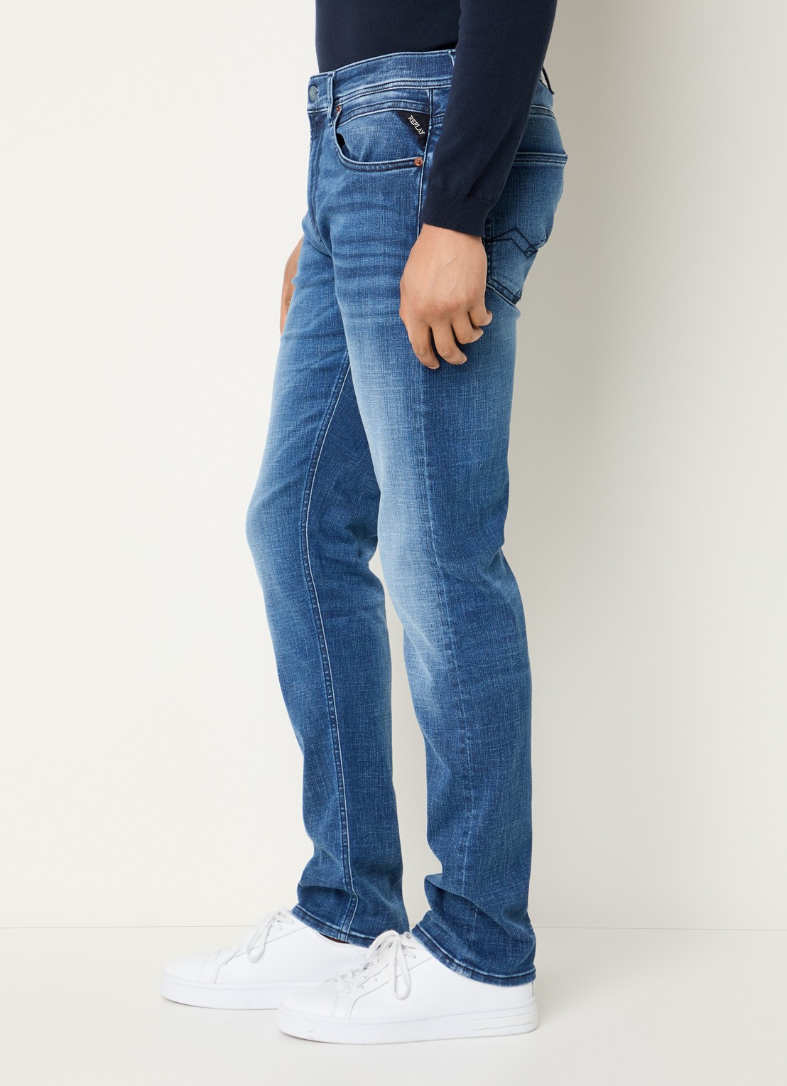 Replay Grover straight leg jeans met medium wassing - detail 6 blauw