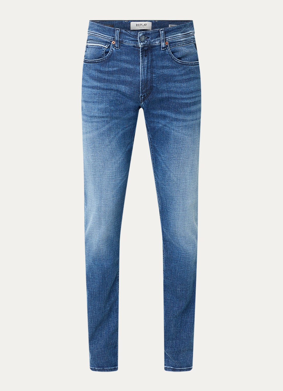 Replay Grover straight leg jeans met medium wassing - voorkant 9 blauw