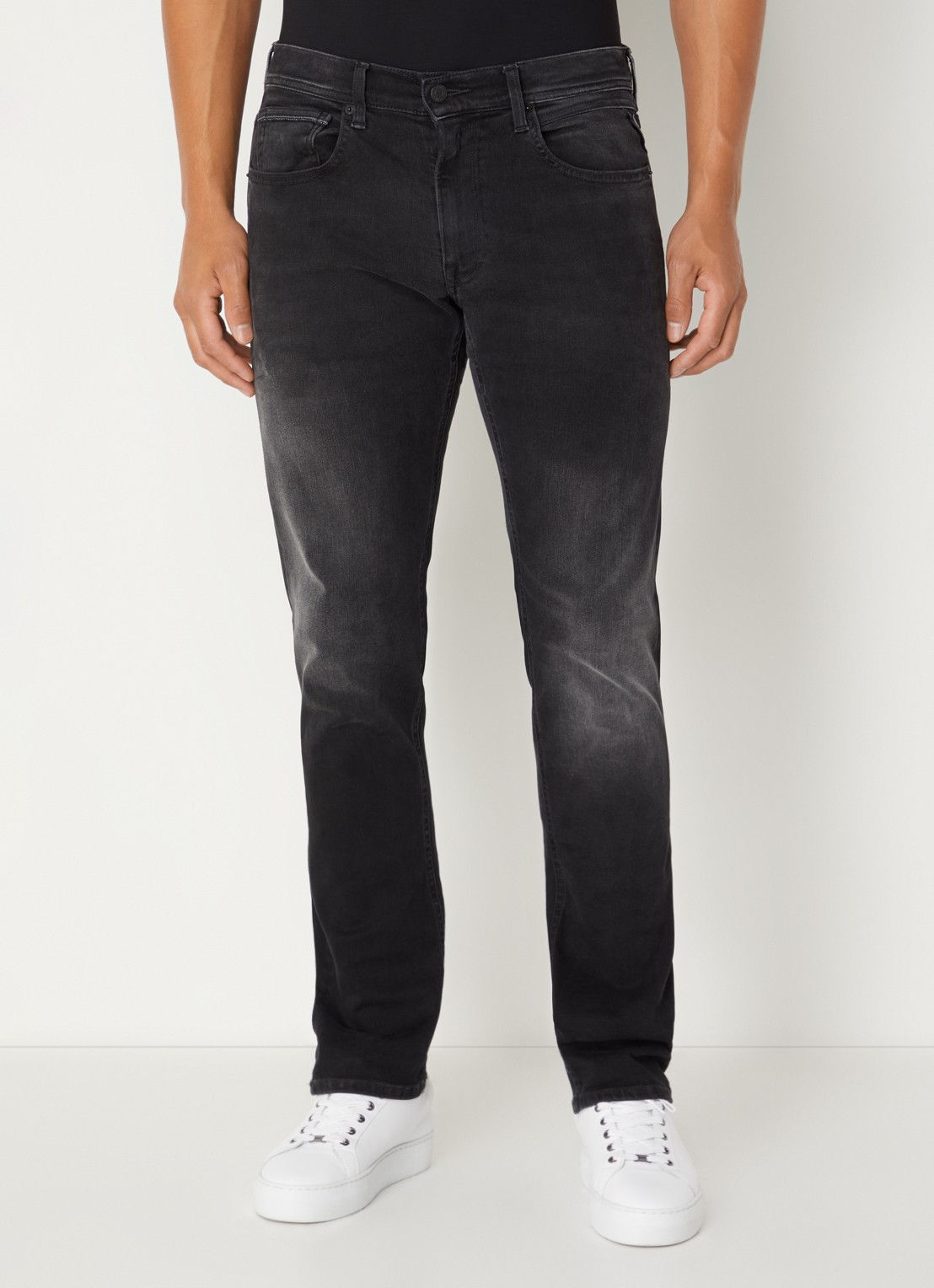 Replay Grover straight leg jeans met steekzakken - detail 4 zwart