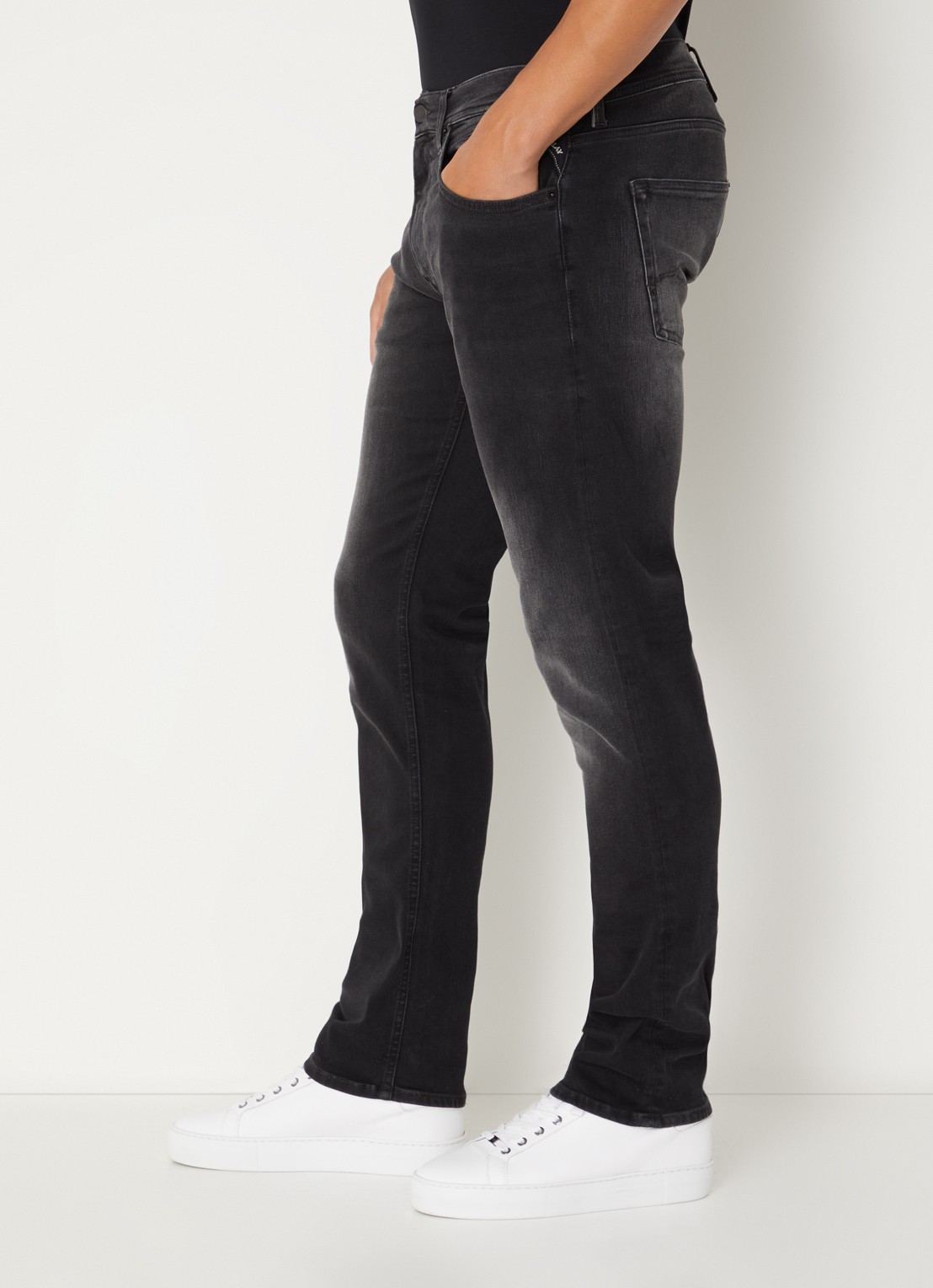 Replay Grover straight leg jeans met steekzakken - detail 5 zwart
