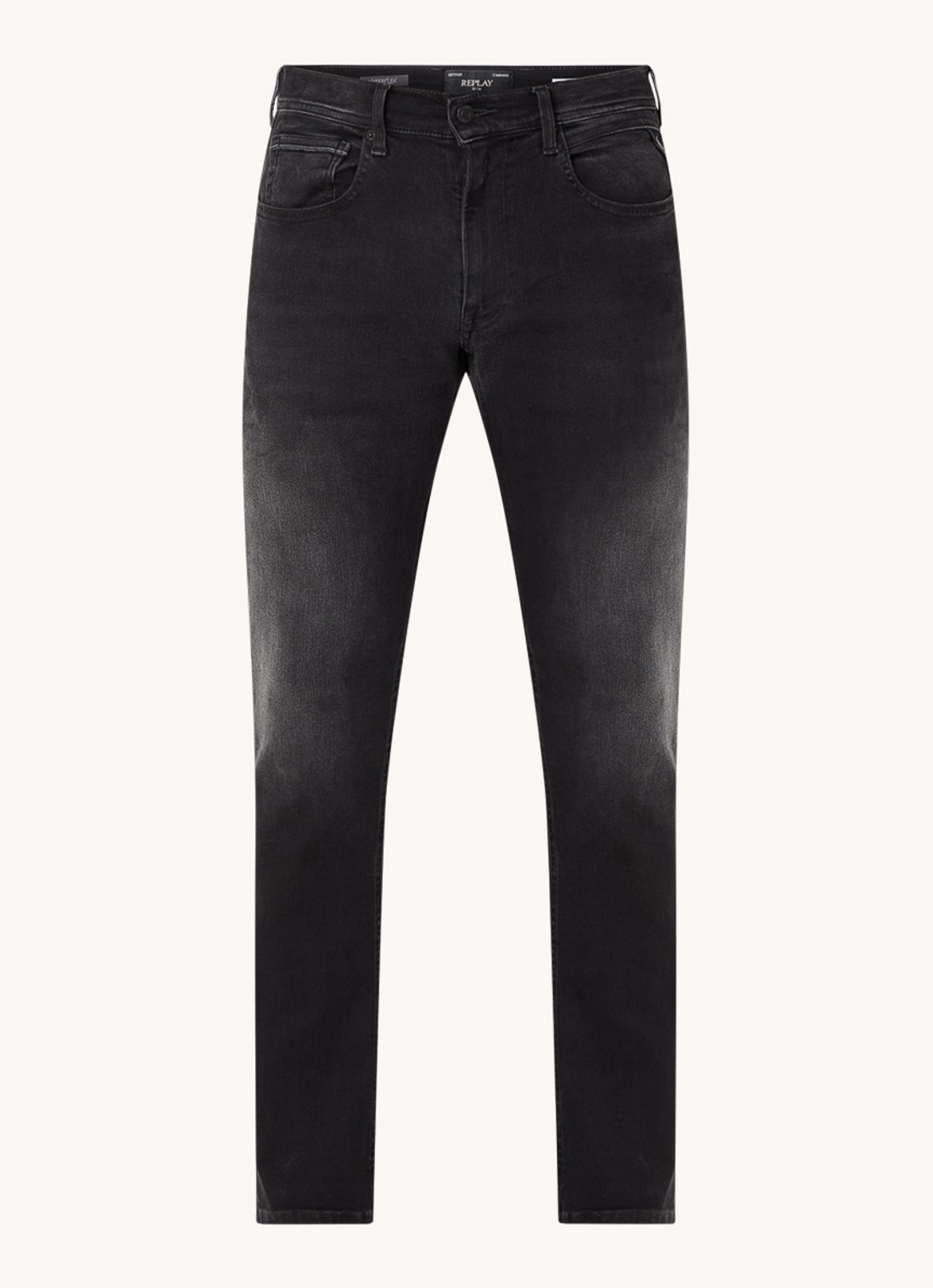Replay Grover straight leg jeans met steekzakken - voorkant 2 zwart