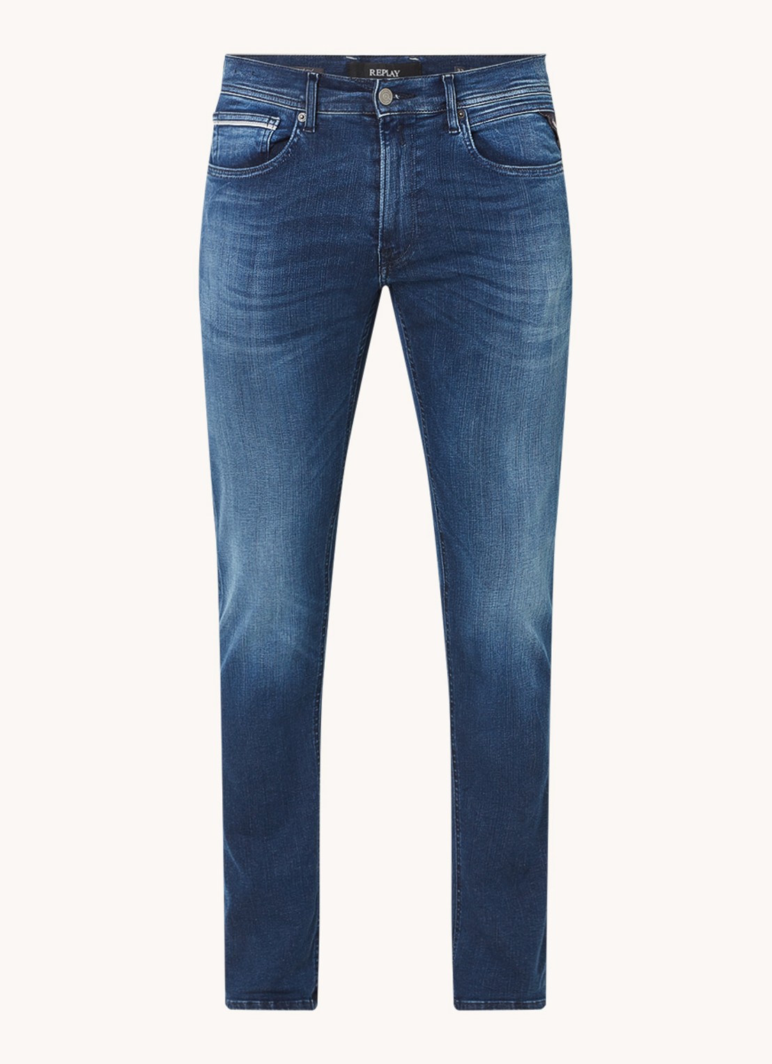 Replay Grover tapered fit jeans met stretch - voorkant 4 indigo