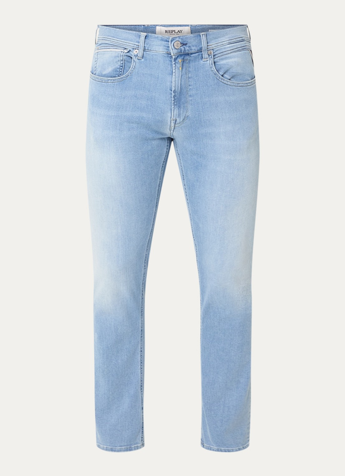 Replay Hyperflex Dust Grover slim fit jeans met lichte wassing - voorkant 4 indigo