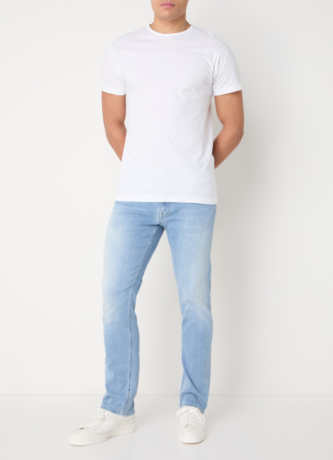 Replay Hyperflex Dust Grover slim fit jeans met lichte wassing - voorkant 5 indigo