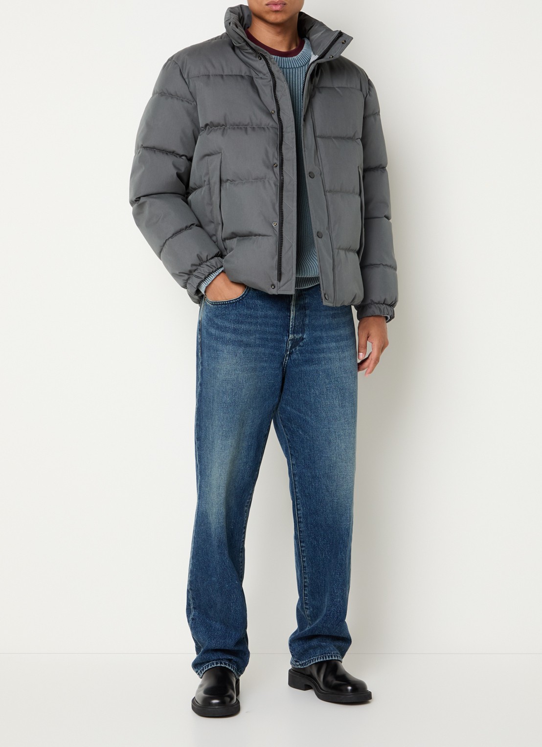 Replay Puffer jack met ritszakken en afneembare capuchon - voorkant 2 antraciet