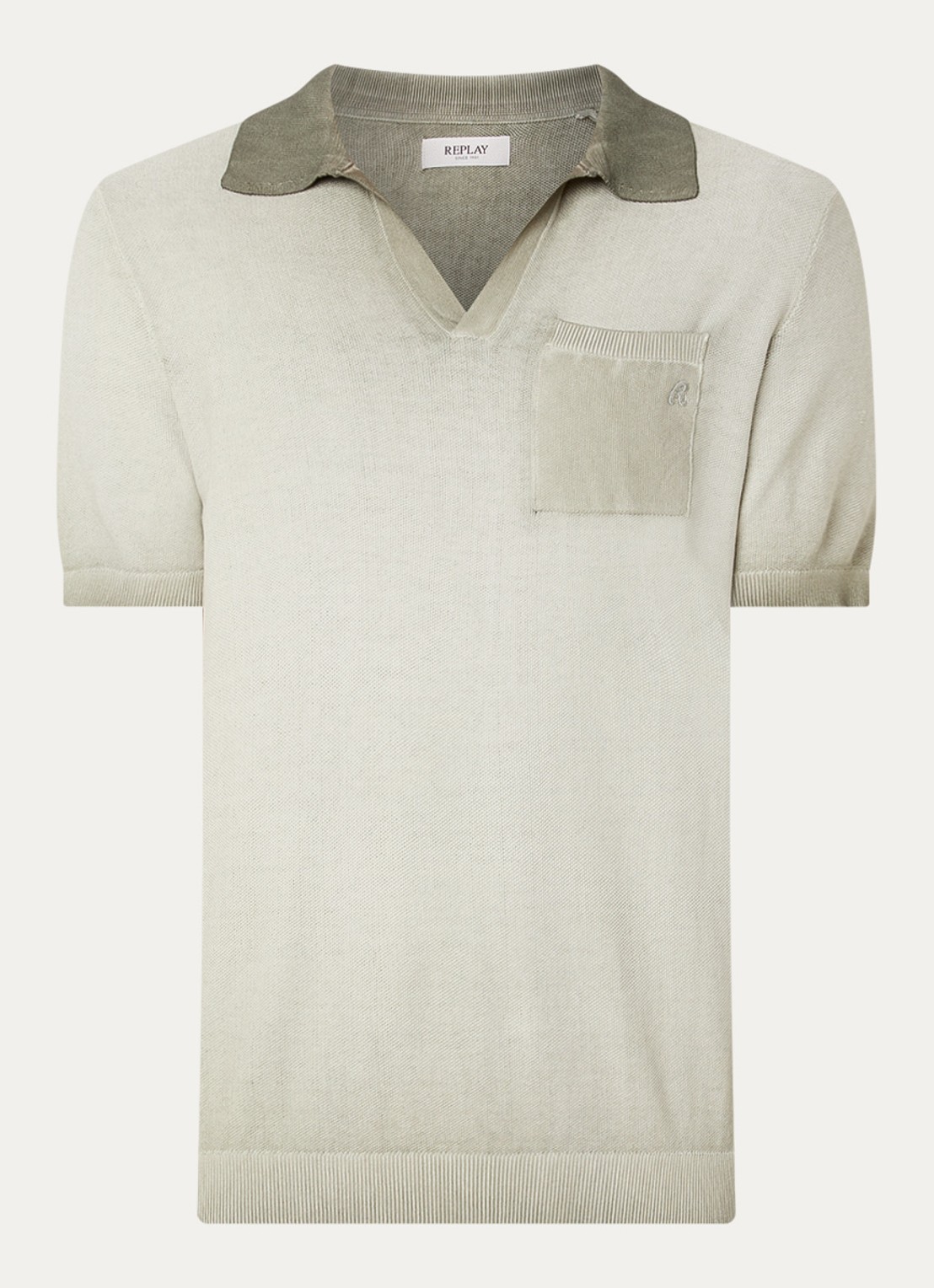 Replay Regular fit polo met borstzak en logoborduring - voorkant 2 lindegroen