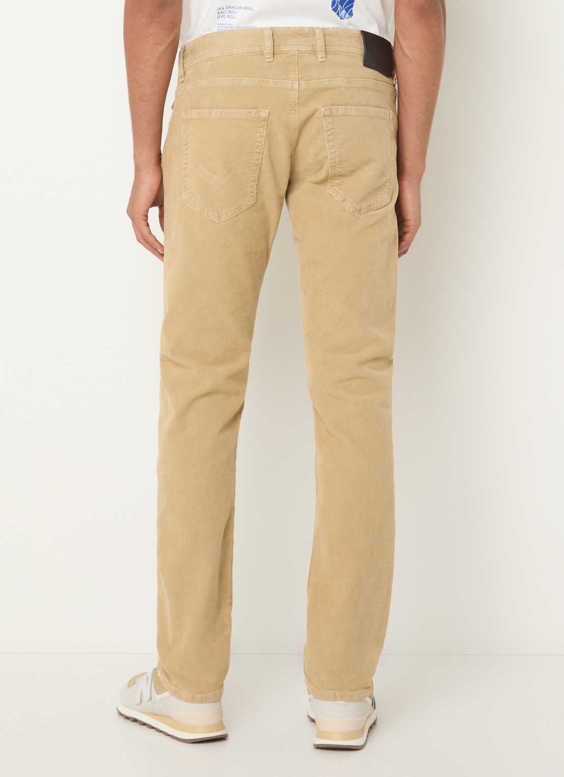 Replay Straight fit broek van corduroy met steekzakken - achterkant 3 beige