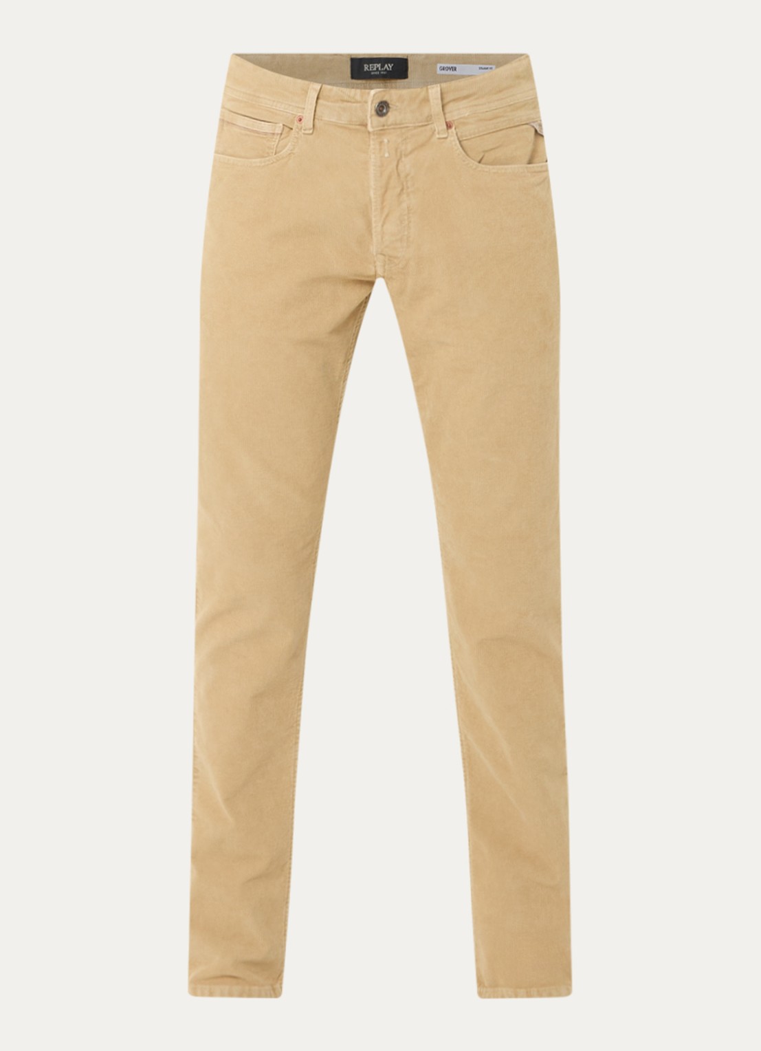 Replay Straight fit broek van corduroy met steekzakken - voorkant 4 beige