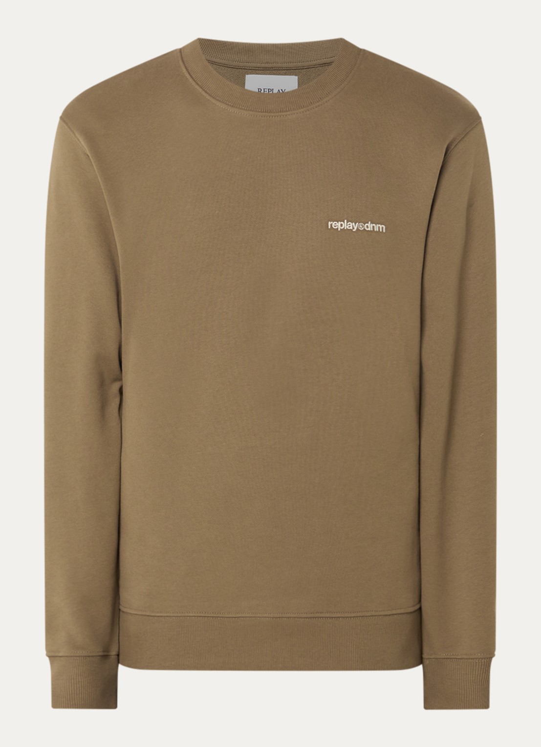 Replay Sweater met logo - voorkant mosgroen
