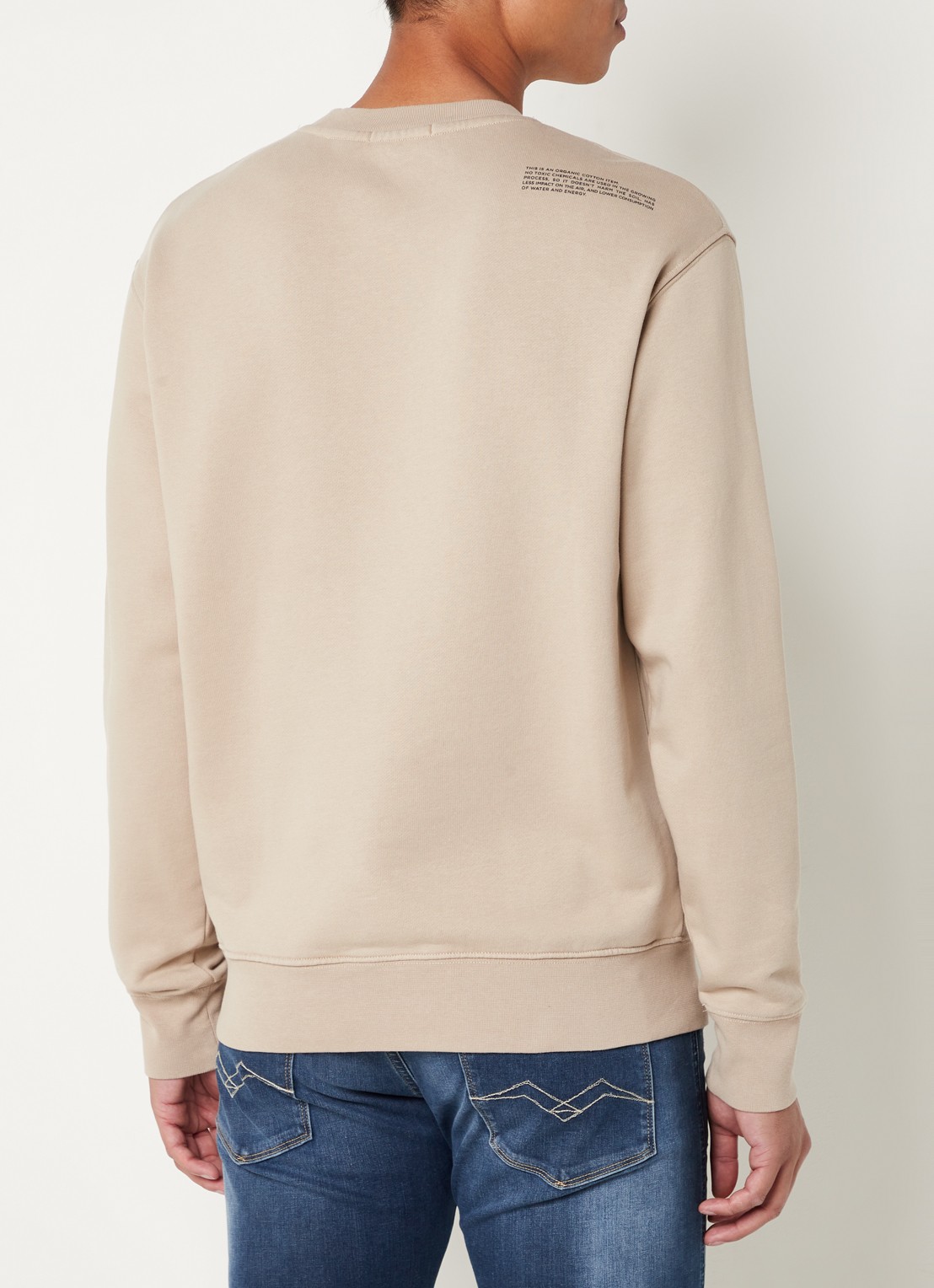 Replay Sweater van biologisch katoen met logoprint - achterkant beige