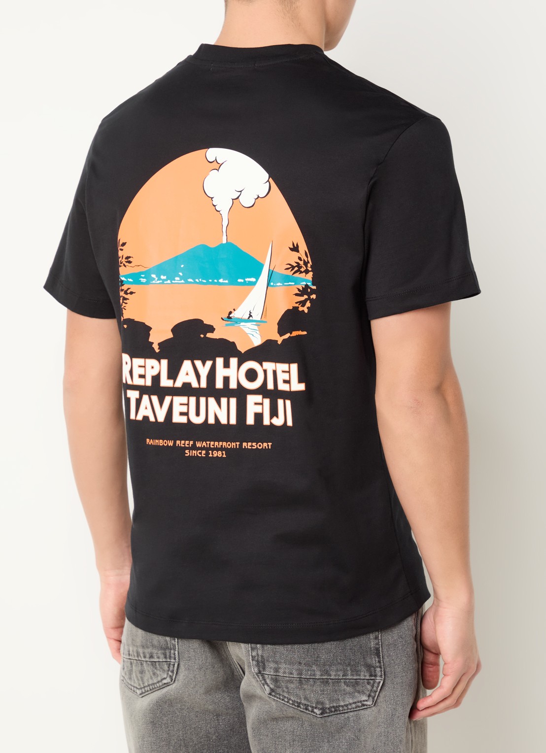 Replay T-shirt met backprint en logo - detail 2 zwart