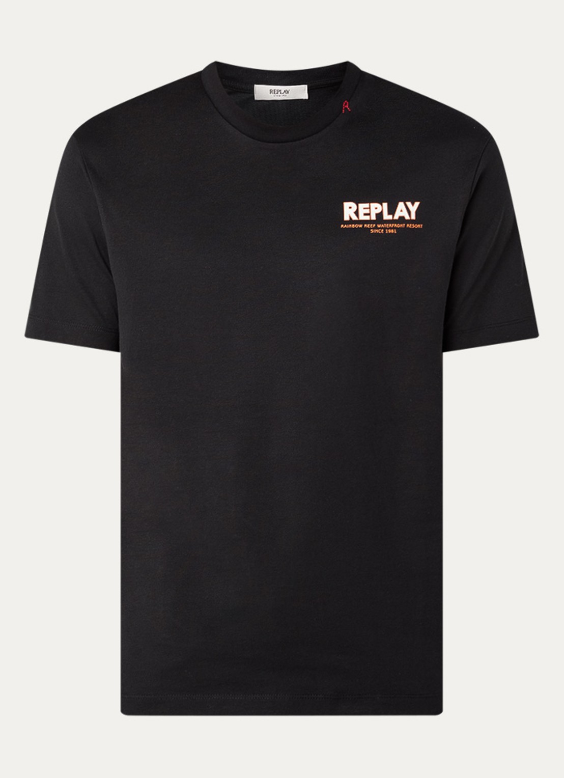 Replay T-shirt met backprint en logo - voorkant 3 zwart