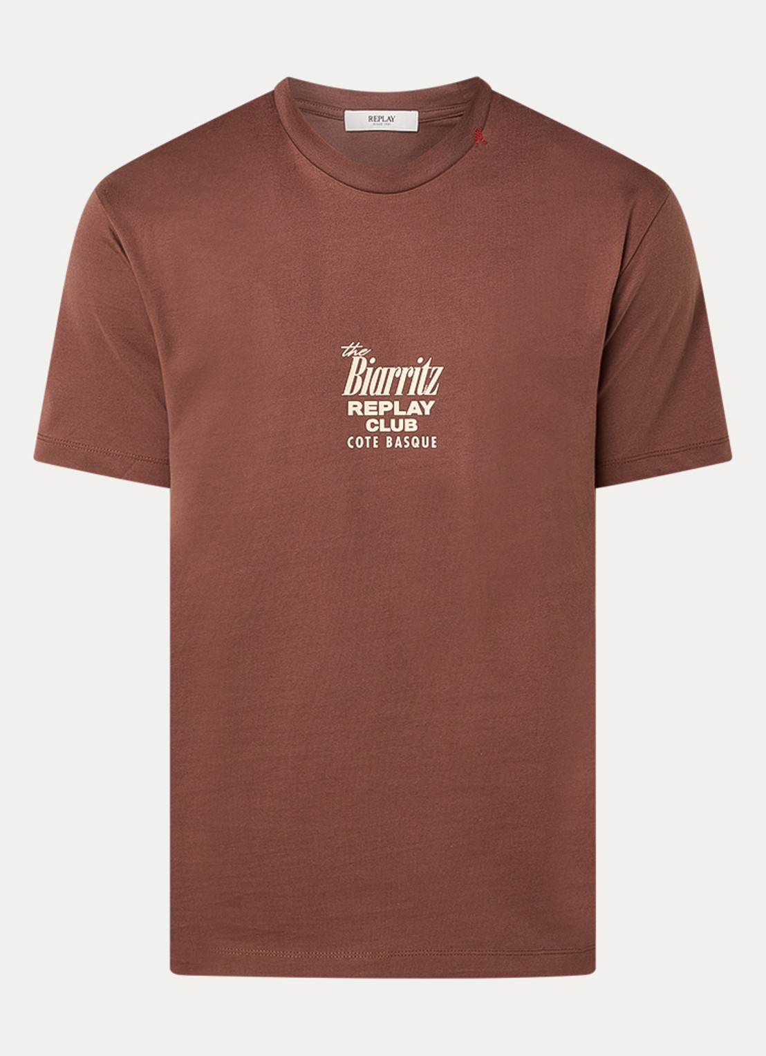 Replay T-shirt met backprint en logo - voorkant 3 hazelnootbruin