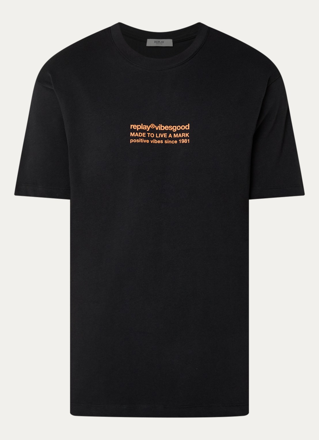 Replay T-shirt met front- en backprint - voorkant 2 zwart