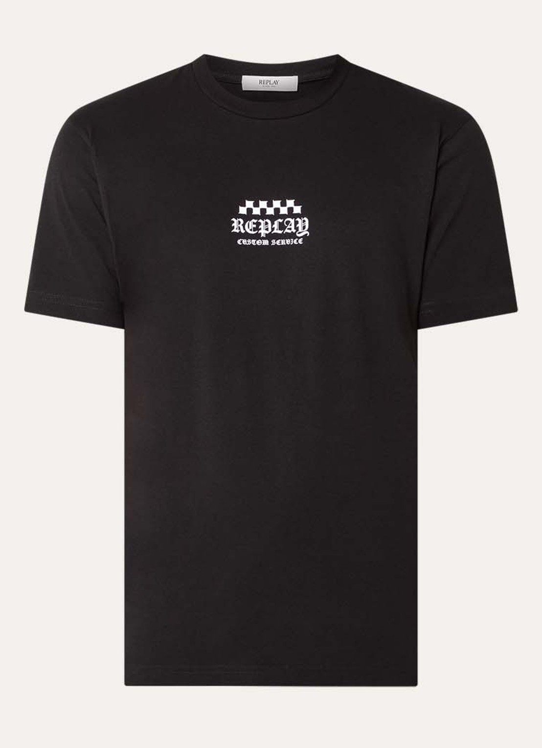Replay T-shirt met logo- en backprint - voorkant 2 zwart