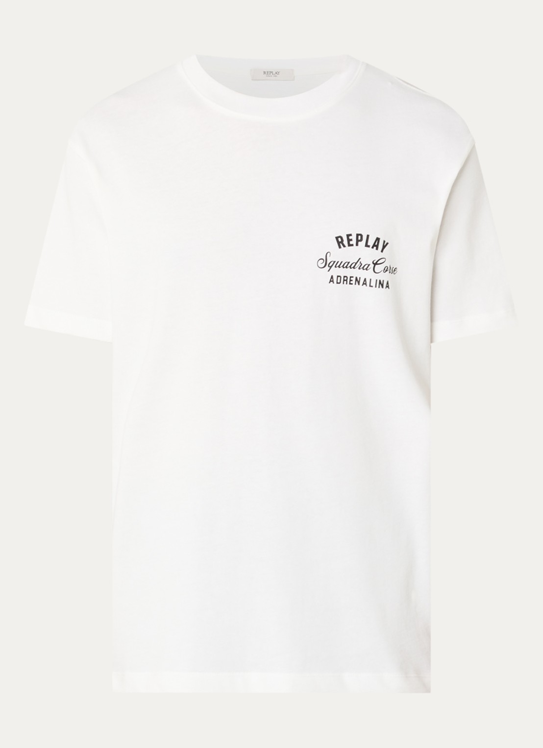Replay T-shirt met logo- en backprint - voorkant gebroken wit
