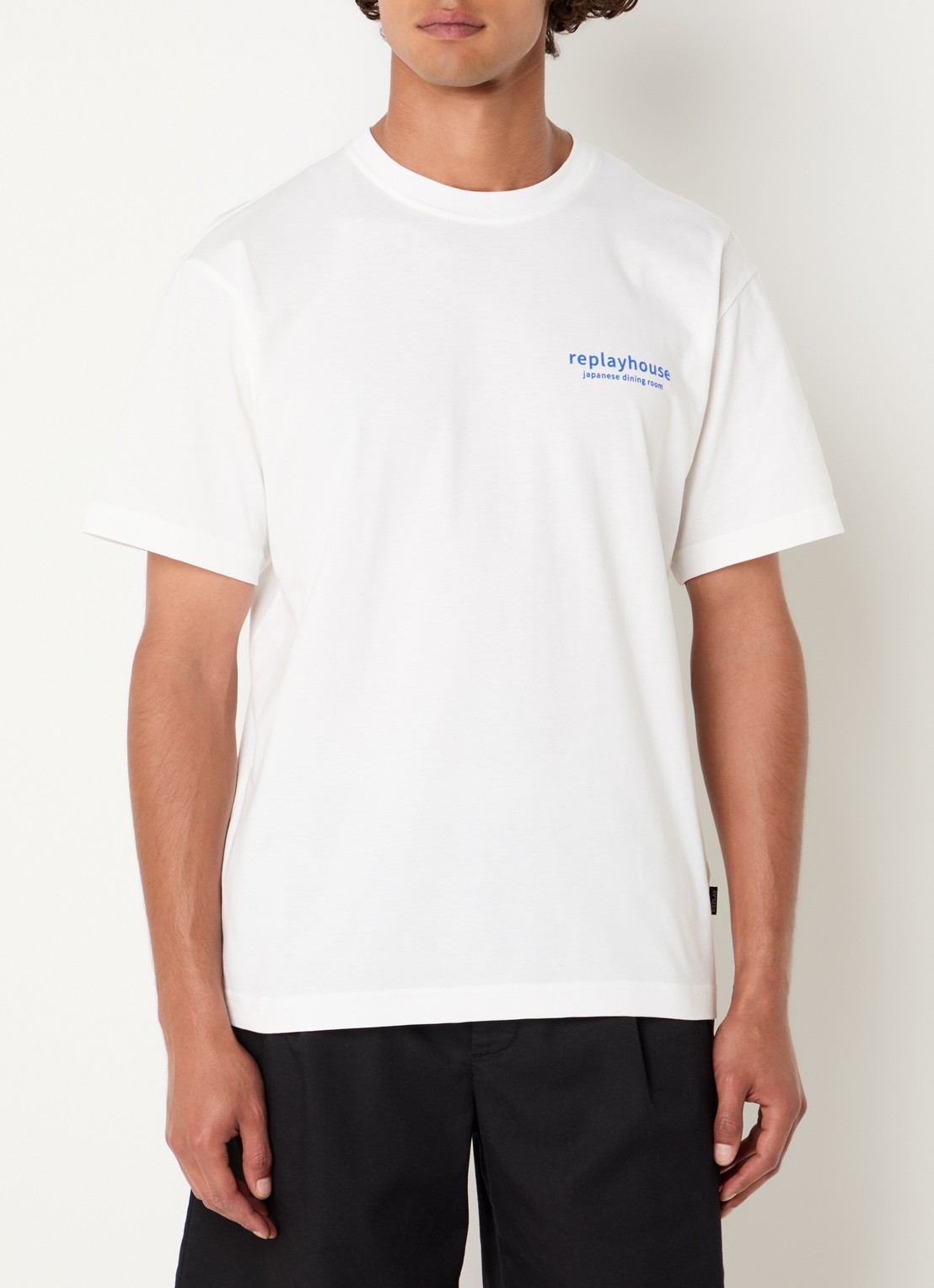 Replay T-shirt met logo- en backprint - achterkant 3 wit