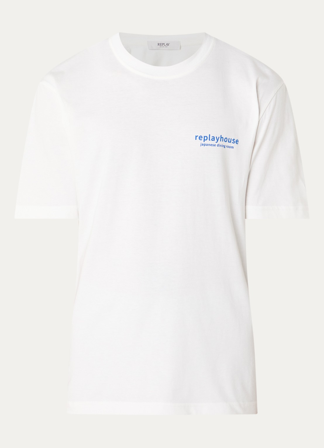 Replay T-shirt met logo- en backprint - voorkant wit