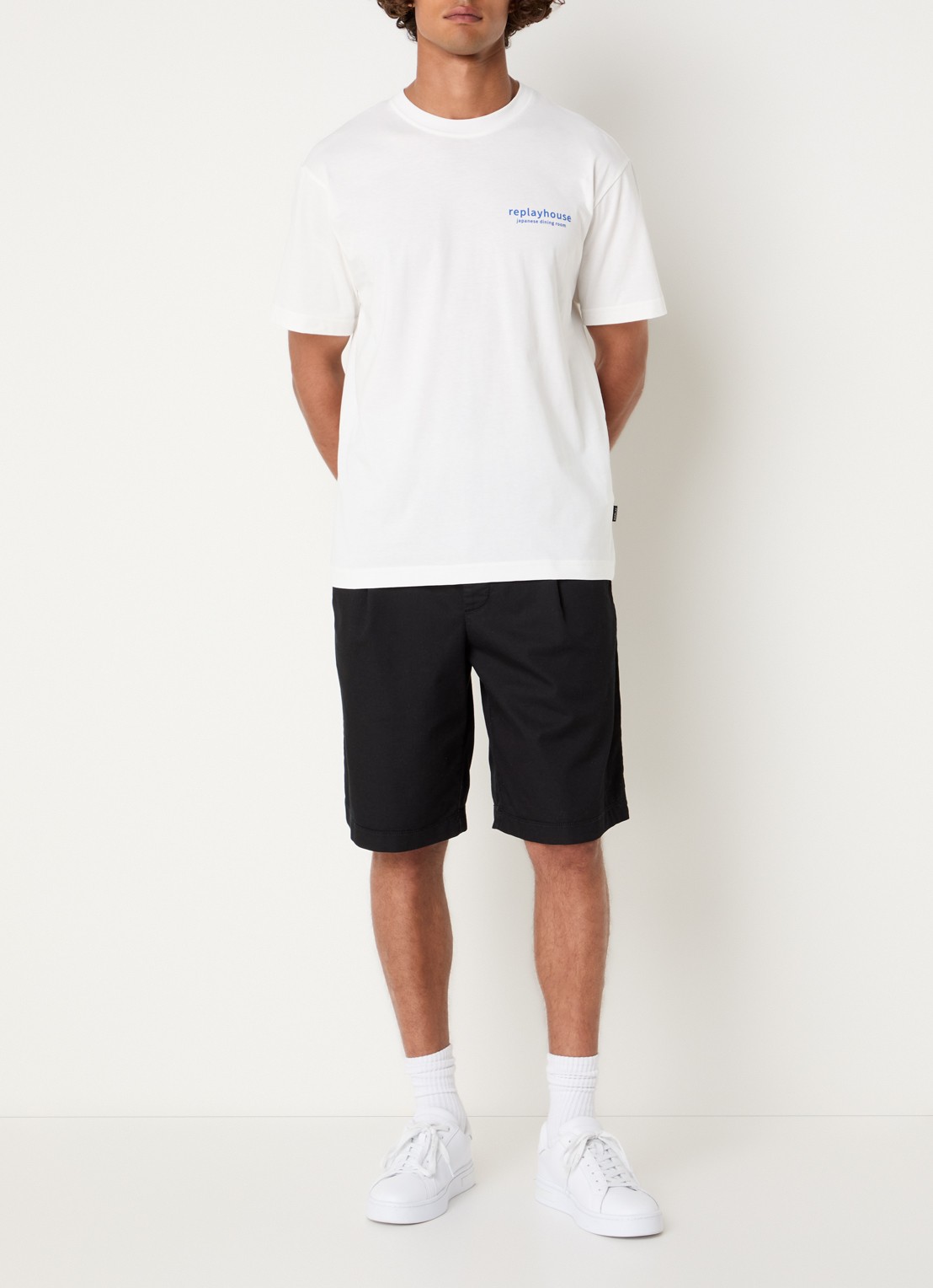 Replay T-shirt met logo- en backprint - voorkant 2 wit
