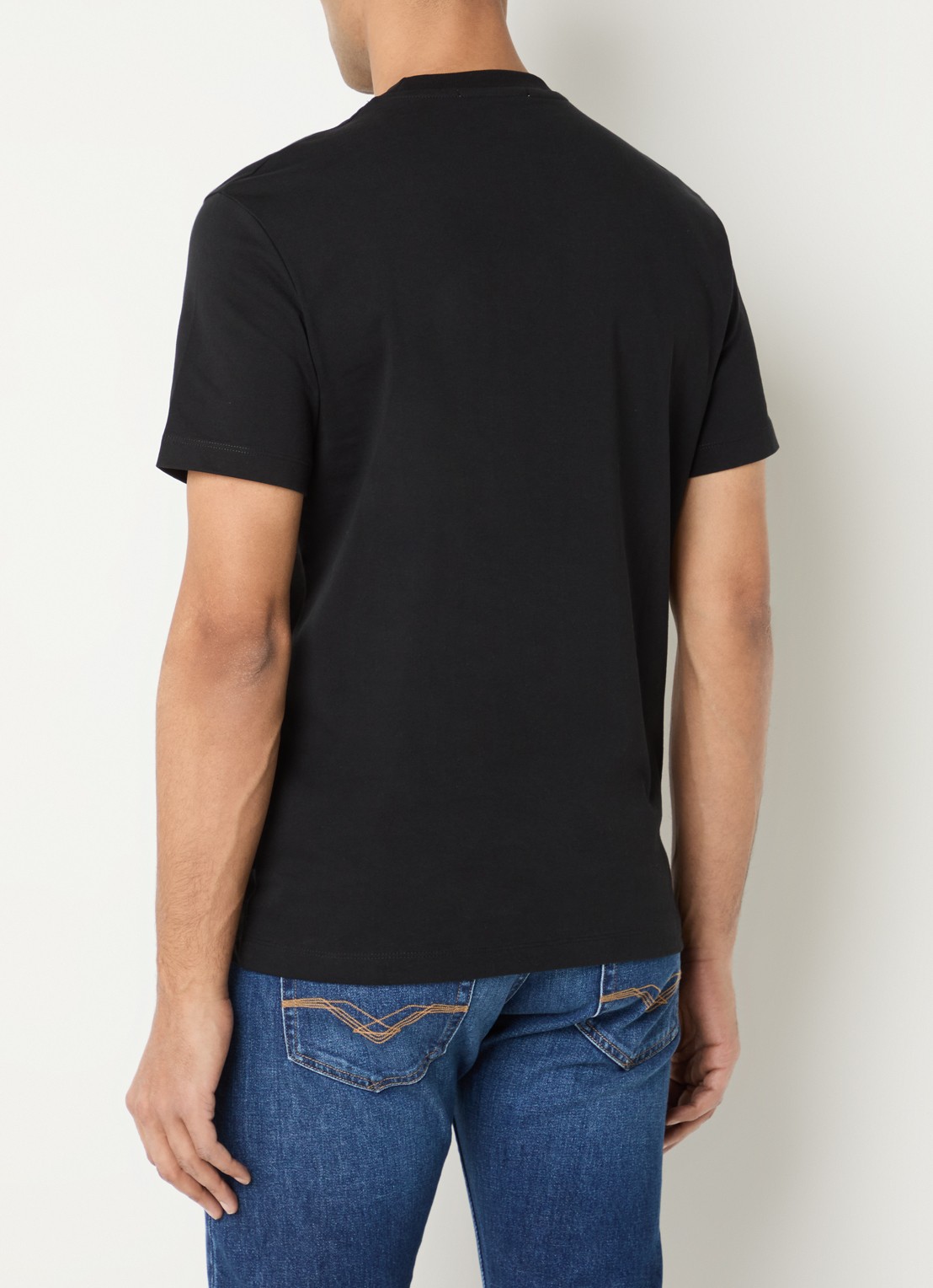 Replay T-shirt met logoborduring - achterkant 3 zwart