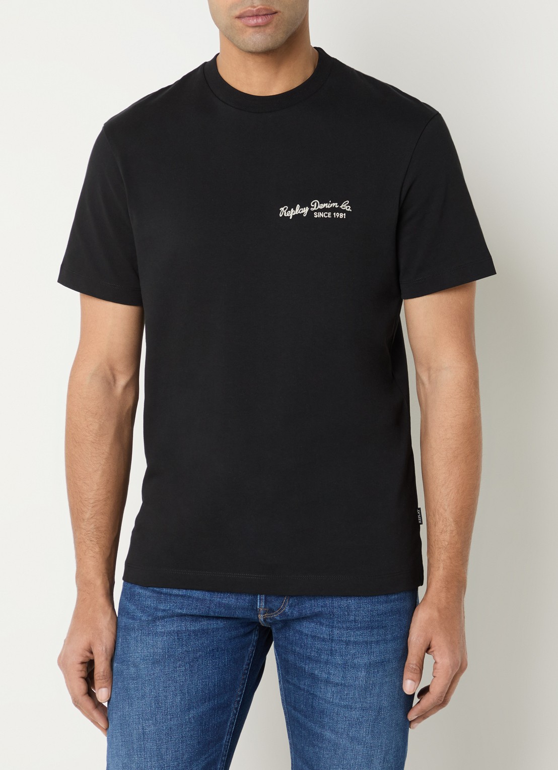 Replay T-shirt met logoborduring - detail 4 zwart