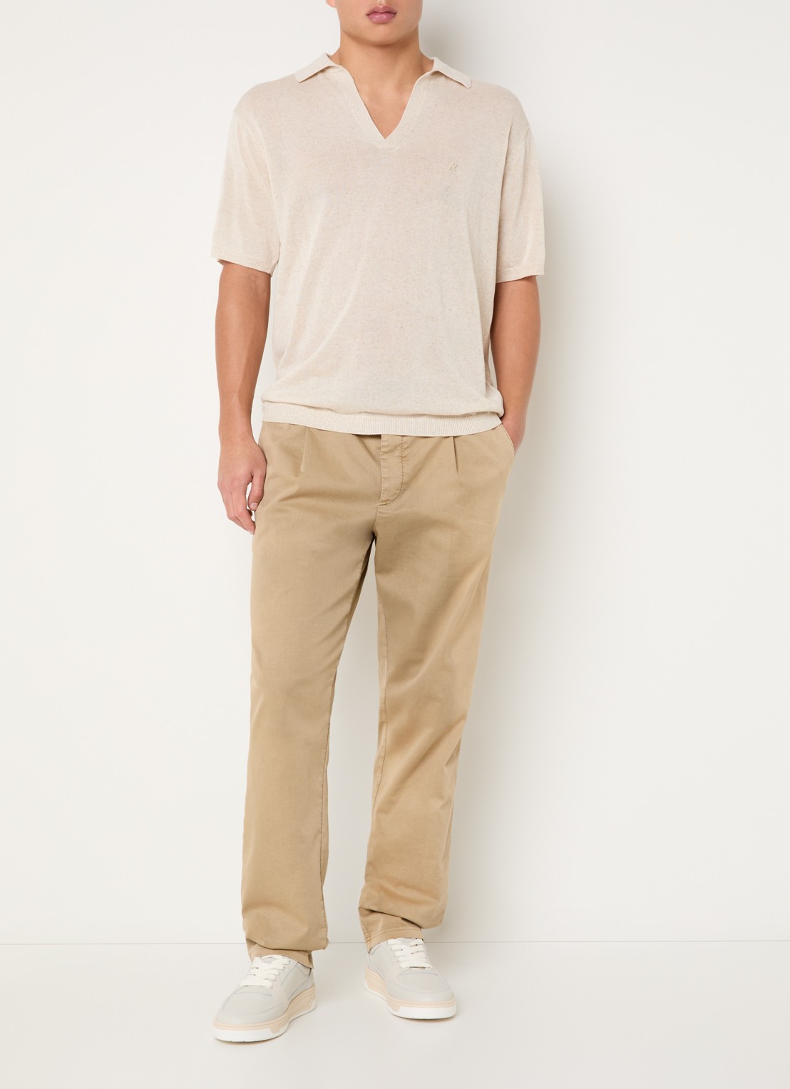 Replay Tapered fit chino met trekkoord en steekzakken - voorkant 5 camel