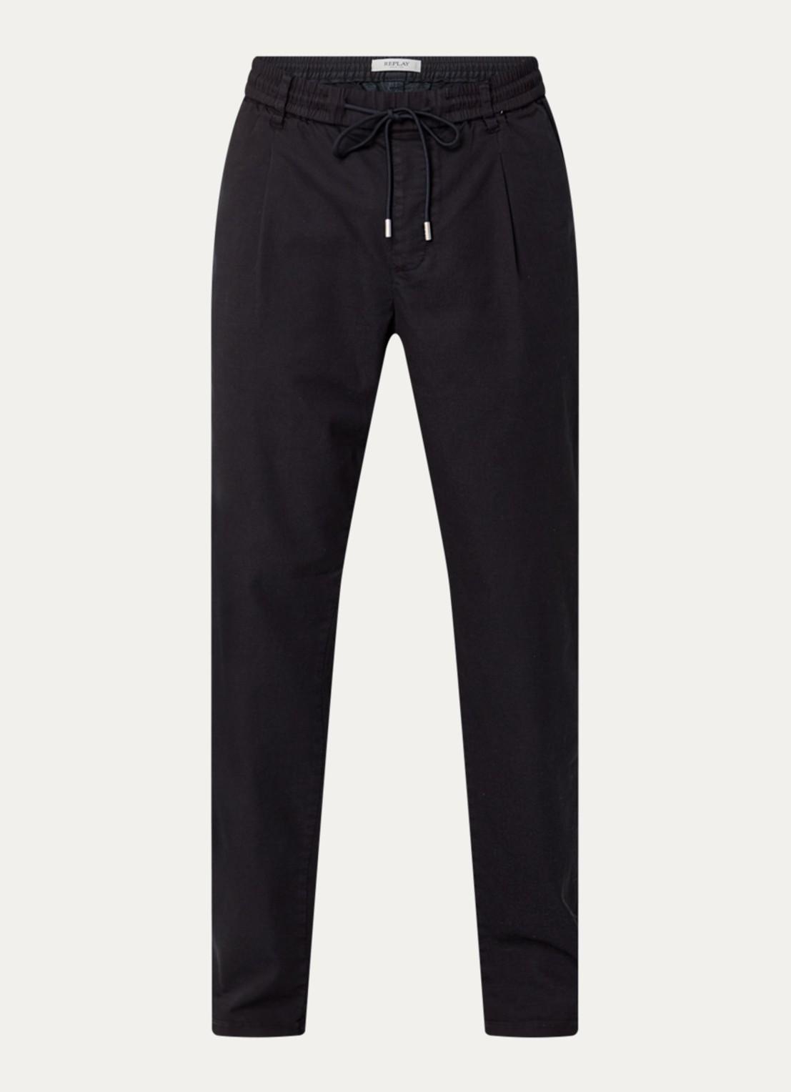 Replay Tapered fit chino met trekkoord en steekzakken - voorkant donkerblauw
