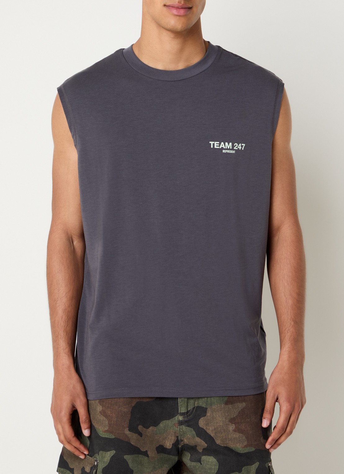 Represent 24/7 Team oversized tanktop met logo- en backprint - achterkant 3 middengrijs