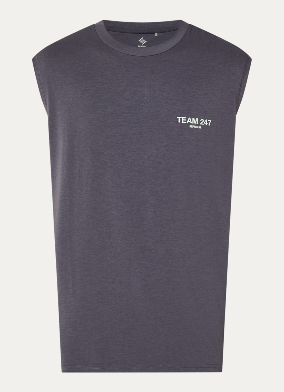 Represent 24/7 Team oversized tanktop met logo- en backprint - voorkant middengrijs