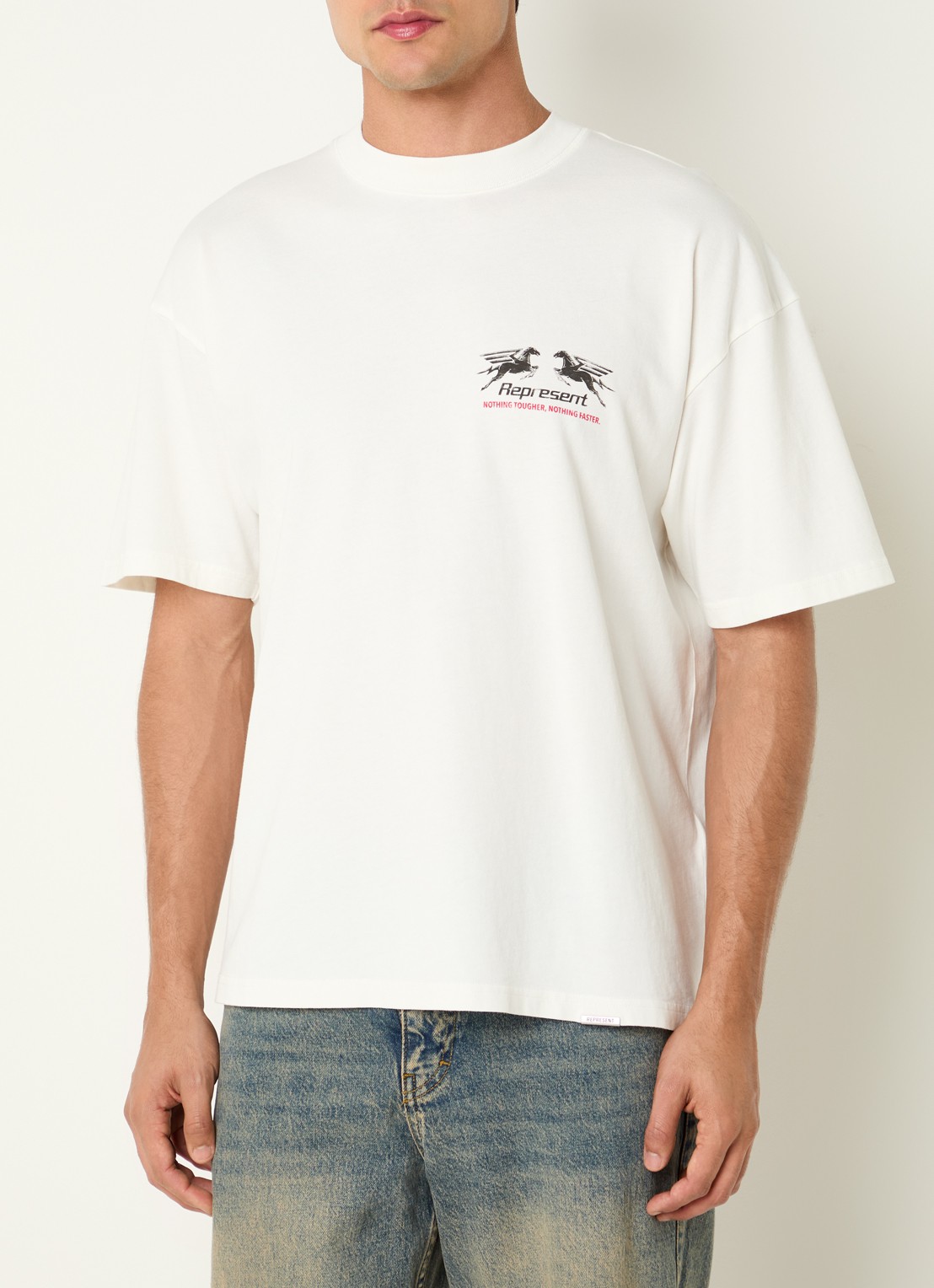 Represent 24 Hour service T-shirt met logo- en backprint - achterkant 3 beige