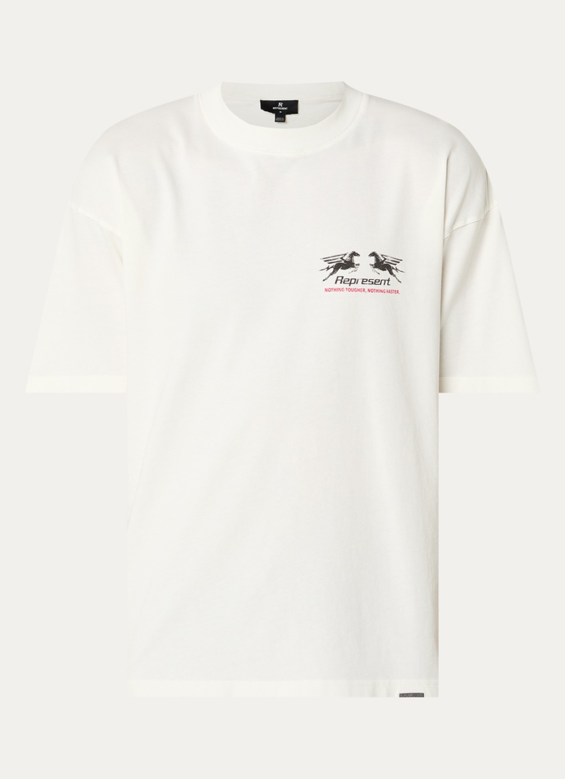 Represent 24 Hour service T-shirt met logo- en backprint - voorkant beige