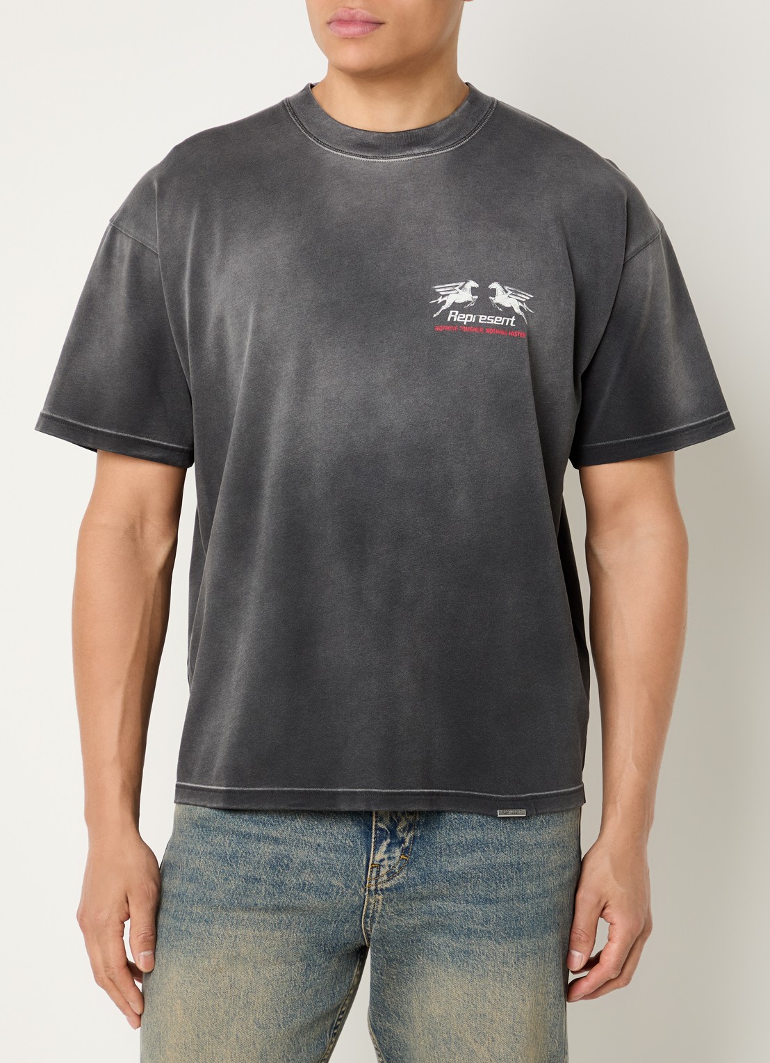 Represent 24 Hour service T-shirt met logo- en backprint - achterkant antraciet