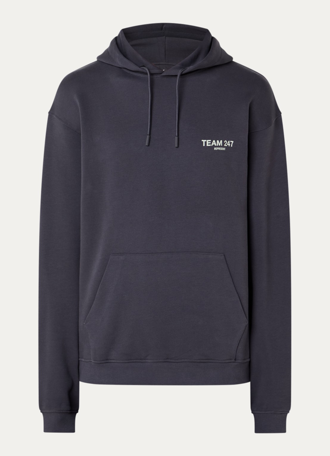 Represent 247 hoodie met logo- en backprint - voorkant antraciet