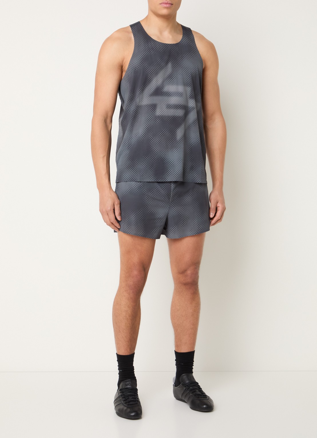 Represent 247 Ultra loose fit korte broek met print - voorkant 2 donkergrijs