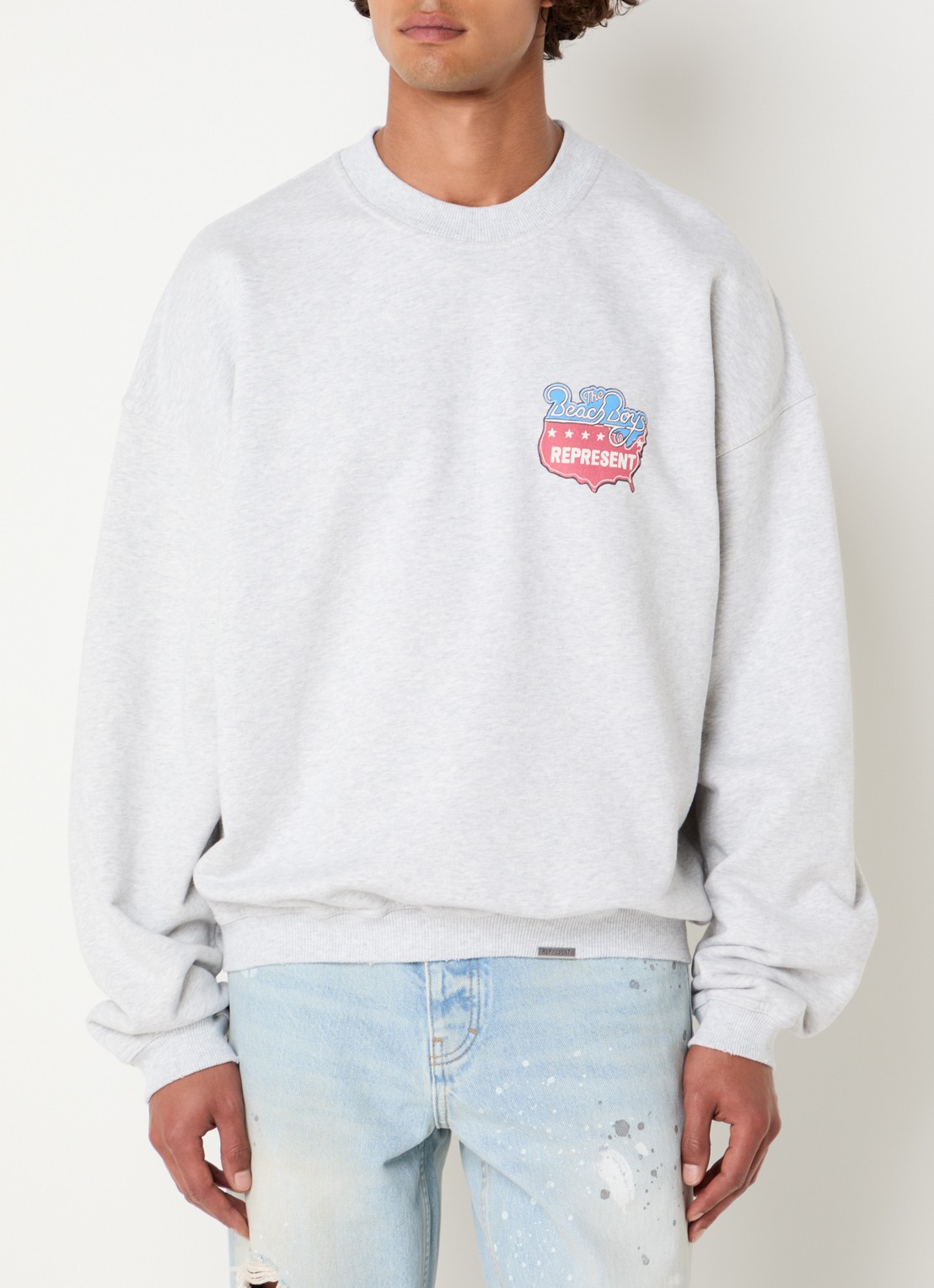 Represent Beach Boys sweater met logo- en backprint - achterkant 3 grijsmele