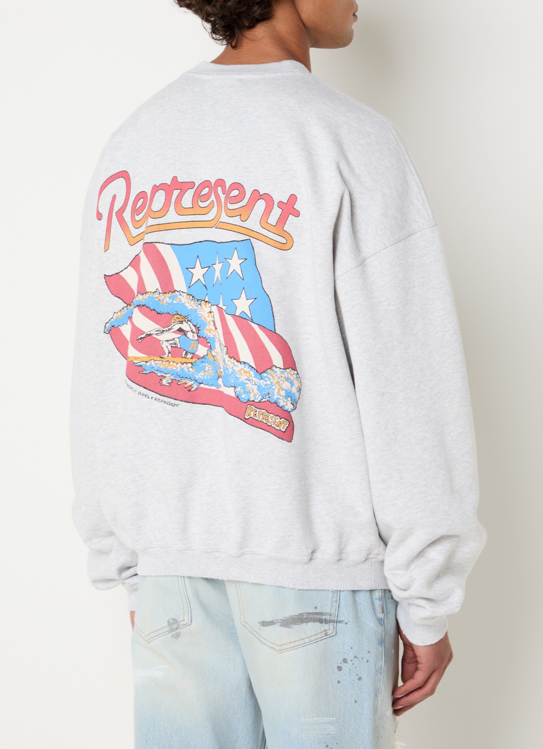 Represent Beach Boys sweater met logo- en backprint - detail 4 grijsmele